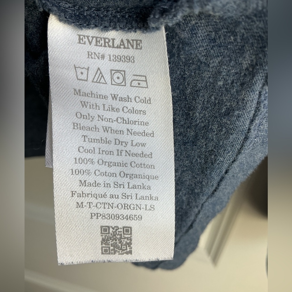Everlane Uniform Men’s Organic Cotton Long Sleeve Tee Pocket Blue (Size M) - Picture 4 of 7
